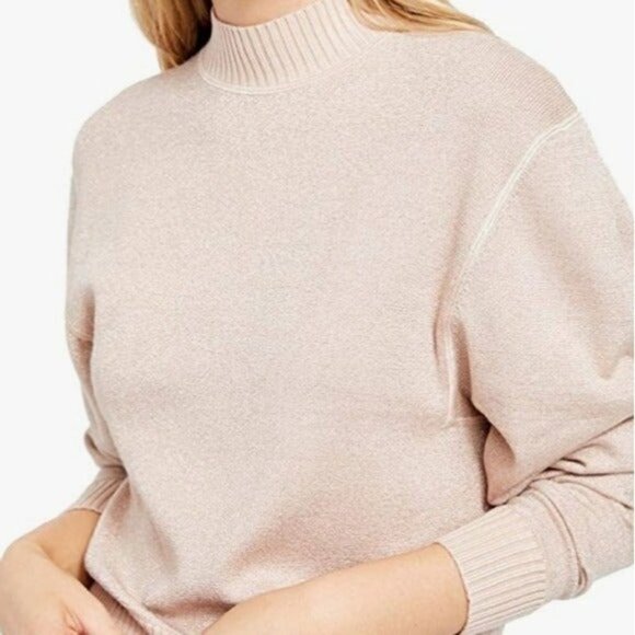 Free People women sweater Starry Night Metallic Mock casual event stretchy retro - Picture 10 of 12